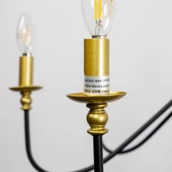 35.87 in. 8-Light Balck and Gold Farmhouse Candlestick Chandelier Light by YANSUN -YANSUN Shop balck and gold yansun chandeliers h dz053 44 1000