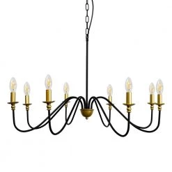 35.87 in. 8-Light Balck and Gold Farmhouse Candlestick Chandelier Light by YANSUN