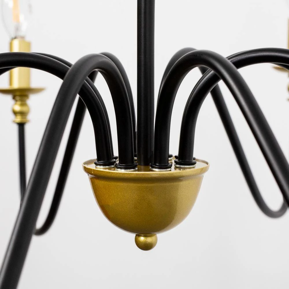 35.87 in. 8-Light Balck and Gold Farmhouse Candlestick Chandelier Light by YANSUN 7 35.87 in. 8-Light Balck and Gold Farmhouse Candlestick Chandelier Light by YANSUN - Image 5
