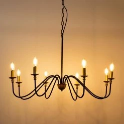 35.87 in. 8-Light Balck and Gold Farmhouse Candlestick Chandelier Light by YANSUN 16 35.87 in. 8-Light Balck and Gold Farmhouse Candlestick Chandelier Light by YANSUN -YANSUN Shop balck and gold yansun chandeliers h dz053n1 fa 1000