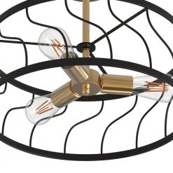 16.5 in. 3-Light Black and Gold Metal Semi-Flush Mount with Cage Shape by YANSUN -YANSUN Shop black and gold yansun flush mount lights h cl011n1 1f 1000