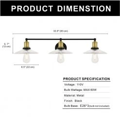 27.56 in. 3-Light Black and Gold Wall Sconce with Clear Glass Shade by YANSUN -YANSUN Shop black and gold yansun wall sconces h wl039 4f 1000