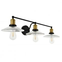 27.56 in. 3-Light Black and Gold Wall Sconce with Clear Glass Shade by YANSUN -YANSUN Shop black and gold yansun wall sconces h wl039 c3 1000