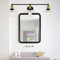 27.56 in. 3-Light Black and Gold Wall Sconce with Clear Glass Shade by YANSUN 15 27.56 in. 3-Light Black and Gold Wall Sconce with Clear Glass Shade by YANSUN -YANSUN Shop black and gold yansun wall sconces h wl039n1 44 1000