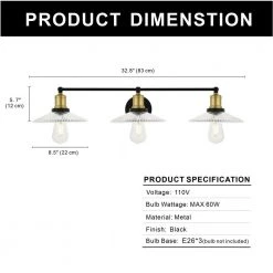 27.56 in. 3-Light Black and Gold Wall Sconce with Clear Glass Shade by YANSUN 13 27.56 in. 3-Light Black and Gold Wall Sconce with Clear Glass Shade by YANSUN -YANSUN Shop black and gold yansun wall sconces h wl039n1 4f 1000