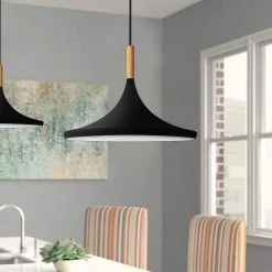 1-Light Black Shaded Pendant Hanging Light with Metal Shade by YANSUN -YANSUN Shop black yansun chandeliers h dz005 1 1f 1000
