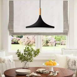 1-Light Black Shaded Pendant Hanging Light with Metal Shade by YANSUN -YANSUN Shop black yansun chandeliers h dz005 1 44 1000