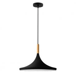 1-Light Black Shaded Pendant Hanging Light with Metal Shade by YANSUN