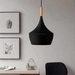 1-Light Metal Black Standard Pendant with Unique Shade by YANSUN -YANSUN Shop black yansun chandeliers h dz006n1 c3 1000
