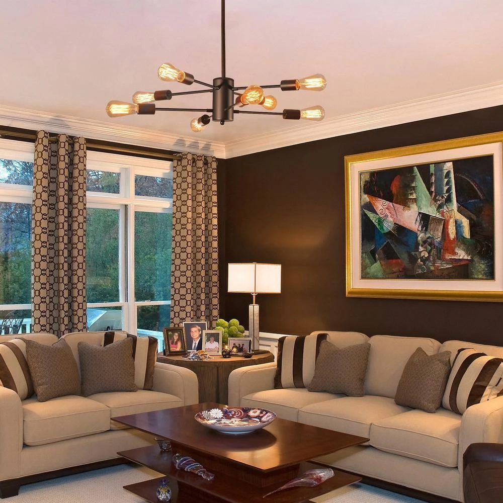 8-Light Vintage Black Unique Modern Linear Chandelier Pendant (2-Pack) by YANSUN 9 8-Light Vintage Black Unique Modern Linear Chandelier Pendant (2-Pack) by YANSUN - Image 7