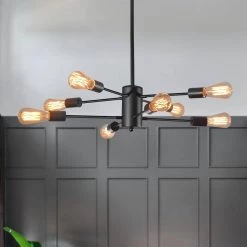 8-Light Vintage Black Unique Modern Linear Chandelier Pendant (2-Pack) by YANSUN 13 8-Light Vintage Black Unique Modern Linear Chandelier Pendant (2-Pack) by YANSUN -YANSUN Shop black yansun chandeliers h dz009 2 66 1000