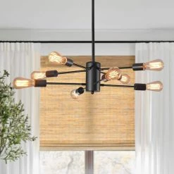8-Light Black Unique Modern Linear Chandelier Pendant by YANSUN -YANSUN Shop black yansun chandeliers h dz009 44 1000