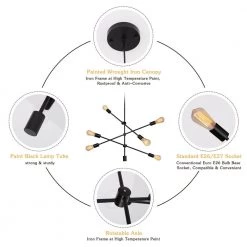 6-Light Black Unique Modern Linear Chandelier Pendant by YANSUN -YANSUN Shop black yansun chandeliers h dz010 1f 1000