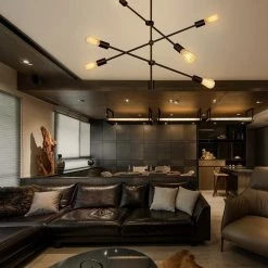 6-Light Black Unique Modern Linear Chandelier Pendant by YANSUN -YANSUN Shop black yansun chandeliers h dz010 44 1000