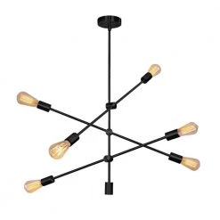 6-Light Black Unique Modern Linear Chandelier Pendant by YANSUN