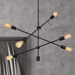 6-Light Black Unique Modern Linear Chandelier Pendant by YANSUN -YANSUN Shop black yansun chandeliers h dz010 c3 1000