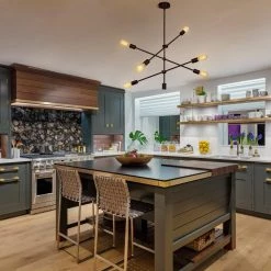 6-Light Black Unique Modern Linear Chandelier Pendant by YANSUN -YANSUN Shop black yansun chandeliers h dz010 fa 1000