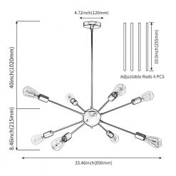 8-Light Black Unique Modern Sputnik Chandelier Pendant by YANSUN -YANSUN Shop black yansun chandeliers h dz013 1f 1000