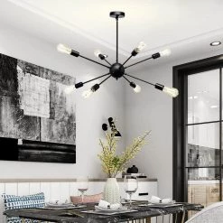 8-Light Black Unique Modern Sputnik Chandelier Pendant by YANSUN -YANSUN Shop black yansun chandeliers h dz013 76 1000