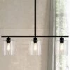 3-Light Matte Black Island Pendant with Clear Glass Shades by YANSUN -YANSUN Shop black yansun chandeliers h dz014 64 1000