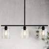 3-Light Black Simple Linear Hanging Light, Kitchen Island Pendant with Clear Glass Shades by YANSUN -YANSUN Shop black yansun chandeliers h dz014n1 64 1000