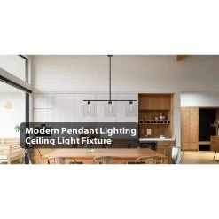 3-Light Black Simple Linear Hanging Light, Kitchen Island Pendant with Clear Glass Shades by YANSUN -YANSUN Shop black yansun chandeliers h dz014n1 66 1000