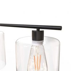 3-Light Black Simple Linear Hanging Light, Kitchen Island Pendant with Clear Glass Shades by YANSUN -YANSUN Shop black yansun chandeliers h dz014n1 c3 1000