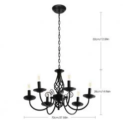 6-Light Black Modern Farmhouse Classic Candlestick Chandelier Island Pendant Light by YANSUN 11 6-Light Black Modern Farmhouse Classic Candlestick Chandelier Island Pendant Light by YANSUN -YANSUN Shop black yansun chandeliers h dz015 c3 1000