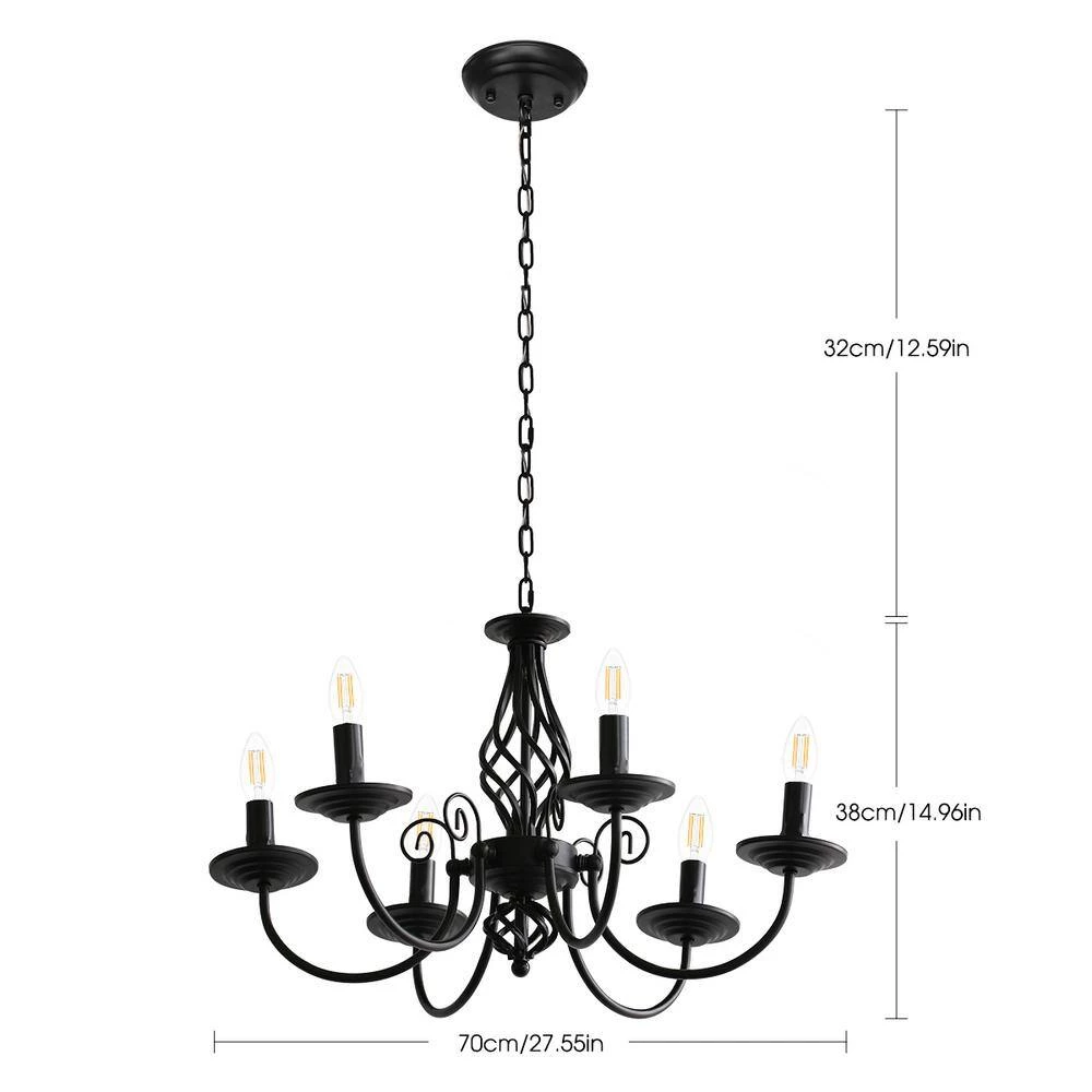6-Light Black Modern Farmhouse Classic Candlestick Chandelier Island Pendant Light by YANSUN 5 6-Light Black Modern Farmhouse Classic Candlestick Chandelier Island Pendant Light by YANSUN - Image 3