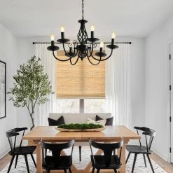 6-Light Black Modern Farmhouse Classic Candlestick Chandelier Island Pendant Light by YANSUN 14 6-Light Black Modern Farmhouse Classic Candlestick Chandelier Island Pendant Light by YANSUN -YANSUN Shop black yansun chandeliers h dz015n1 1f 1000