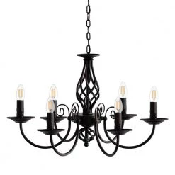 6-Light Black Modern Farmhouse Classic Candlestick Chandelier Island Pendant Light by YANSUN