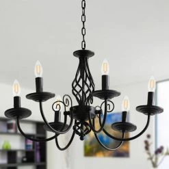 6-Light Black Modern Farmhouse Classic Candlestick Chandelier Island Pendant Light by YANSUN 17 6-Light Black Modern Farmhouse Classic Candlestick Chandelier Island Pendant Light by YANSUN -YANSUN Shop black yansun chandeliers h dz015n1 76 1000