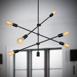 6-Light Black Unique Modern Linear Chandelier Pendant Light by YANSUN -YANSUN Shop black yansun chandeliers h dz017 c3 1000