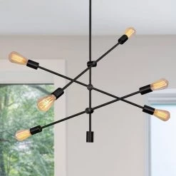 6-Light Black Unique Modern Linear Chandelier Pendant Light by YANSUN -YANSUN Shop black yansun chandeliers h dz017 fa 1000
