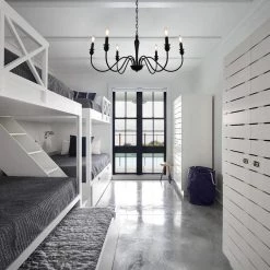 Modern Farmhouse Dining Room Chandelier 6-Light Mattle Black Large Island Candlestick Chandelier Pendant by YANSUN -YANSUN Shop black yansun chandeliers h dz020 44 1000