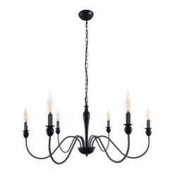Modern Farmhouse Dining Room Chandelier 6-Light Mattle Black Large Island Candlestick Chandelier Pendant by YANSUN -YANSUN Shop black yansun chandeliers h dz020 c3 1000