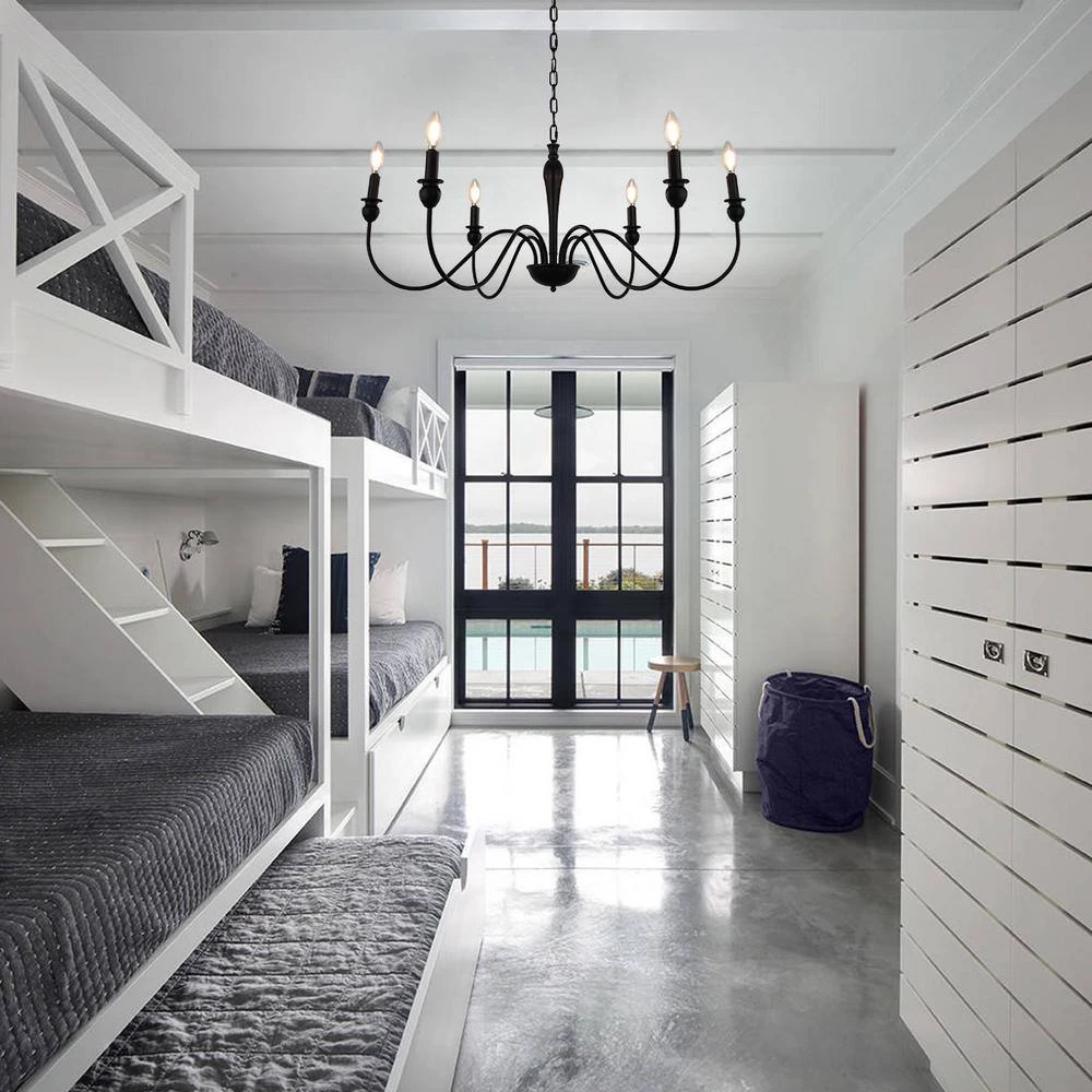 Modern Farmhouse Dining Room Chandelier 6-Light Mattle Black Large Island Candlestick Chandelier Pendant by YANSUN 8 Modern Farmhouse Dining Room Chandelier 6-Light Mattle Black Large Island Candlestick Chandelier Pendant by YANSUN - Image 6