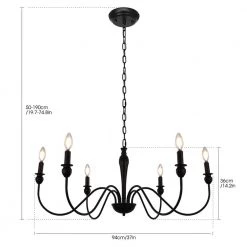 Modern Farmhouse Dining Room Chandelier 6-Light Mattle Black Large Island Candlestick Chandelier Pendant by YANSUN 11 Modern Farmhouse Dining Room Chandelier 6-Light Mattle Black Large Island Candlestick Chandelier Pendant by YANSUN -YANSUN Shop black yansun chandeliers h dz021 c3 1000