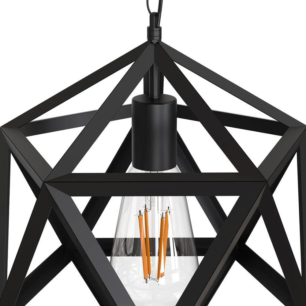 14.96 in. 1-Light Matte Black Iron Geometric Cage Pendant by YANSUN 9 14.96 in. 1-Light Matte Black Iron Geometric Cage Pendant by YANSUN - Image 7