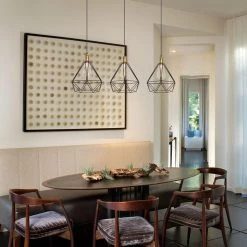 8.66 in. 1-Light Black Island Wrought Iron Mesh Geometric Cage Pendant Light by YANSUN -YANSUN Shop black yansun chandeliers h dz044n1 31 1000