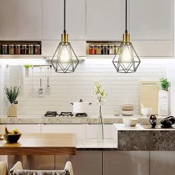 8.66 in. 1-Light Black Island Wrought Iron Mesh Geometric Cage Pendant Light by YANSUN -YANSUN Shop black yansun chandeliers h dz044n1 44 1000