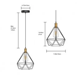 8.66 in. 1-Light Black Island Wrought Iron Mesh Geometric Cage Pendant Light by YANSUN -YANSUN Shop black yansun chandeliers h dz044n1 4f 1000