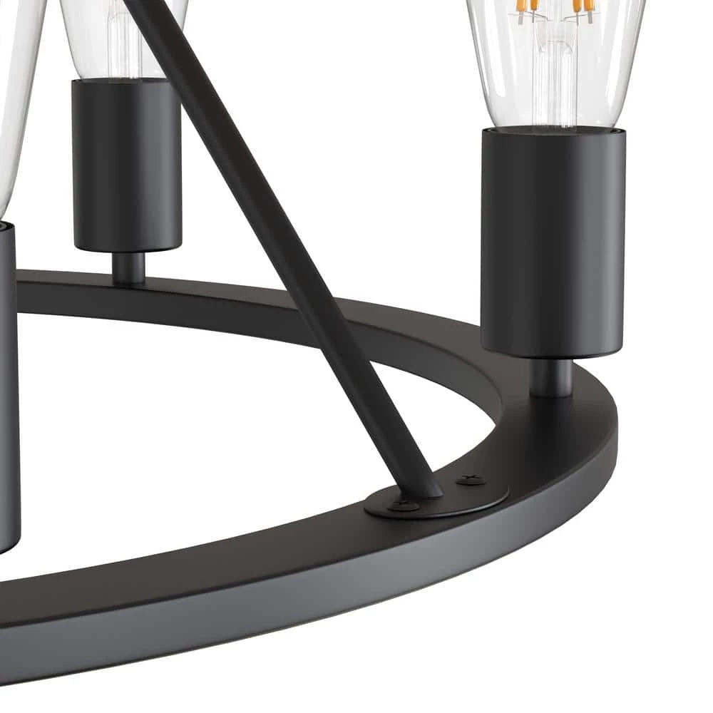 27.95 in. 6-Light Black Modern Wagon Wheel Chandelier by YANSUN 12 27.95 in. 6-Light Black Modern Wagon Wheel Chandelier by YANSUN - Image 10