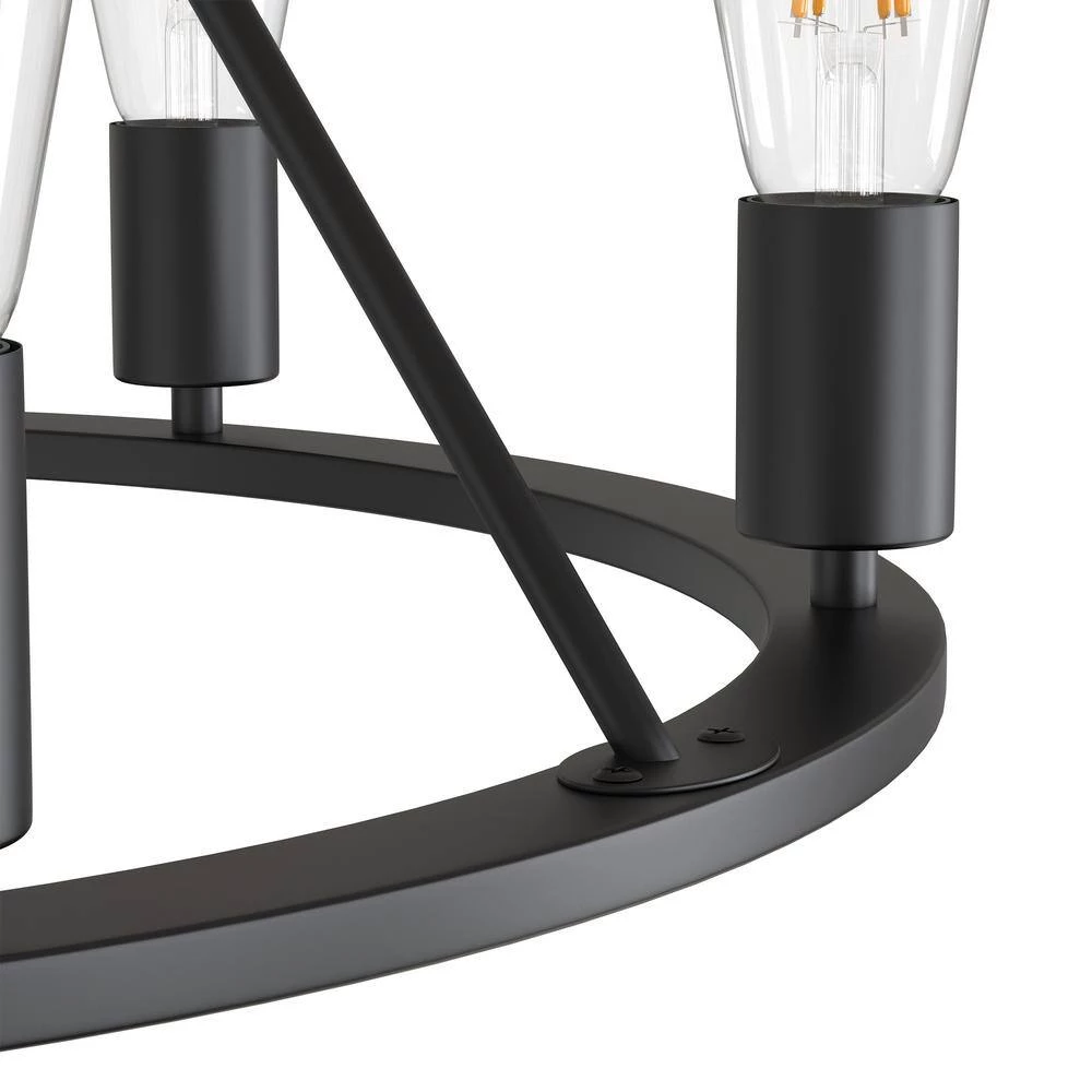 27.95 in. 6-Light Black Modern Wagon Wheel Chandelier by YANSUN 12 27.95 in. 6-Light Black Modern Wagon Wheel Chandelier by YANSUN - Image 10