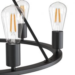 27.95 in. 6-Light Black Modern Wagon Wheel Chandelier by YANSUN 21 27.95 in. 6-Light Black Modern Wagon Wheel Chandelier by YANSUN -YANSUN Shop black yansun chandeliers h dz046n1 fa 1000