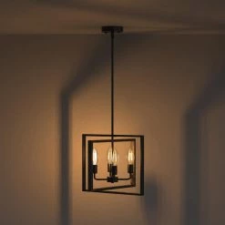 16.34 in. 4-Light Black Modern Farmhouse Geometric Caged Metal Chandelier by YANSUN -YANSUN Shop black yansun chandeliers h dz049 44 1000