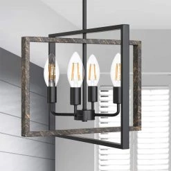 16.34 in. 4-Light Black Modern Farmhouse Geometric Caged Metal Chandelier by YANSUN -YANSUN Shop black yansun chandeliers h dz049n1 1f 1000