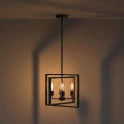 16.34 in. 4-Light Black Modern Farmhouse Geometric Caged Metal Chandelier by YANSUN -YANSUN Shop black yansun chandeliers h dz049n1 44 1000