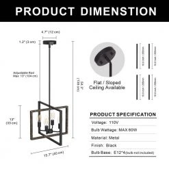 16.34 in. 4-Light Black Modern Farmhouse Geometric Caged Metal Chandelier by YANSUN -YANSUN Shop black yansun chandeliers h dz049n1 c3 1000