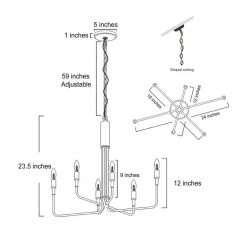 25 in. 6-Light Matte Black Modern Minimalist Hanging Candlestick Chandelier by YANSUN -YANSUN Shop black yansun chandeliers h dz054n2 fa 1000